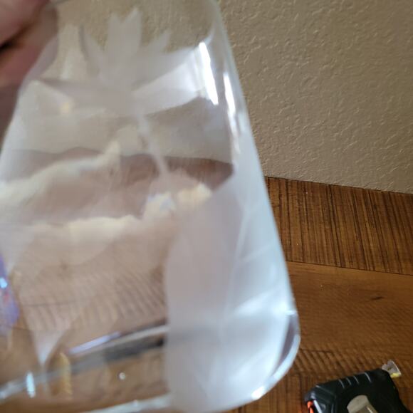 Vintage Mikasa Crystal Vase Oval 5.5 Inch Etched Bird of Paradise Floral Design - Picture 9 of 10